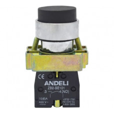 Кнопка ANDELI XB2-BL21 без подсветки удлиненная черная 1НО ADL10-036