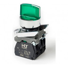 Переключатель HLT XB4-BK2361 на 2 положения зеленый с подсветкой с фиксацией 1NO, 24V AC/DC, IP65 (20шт./уп.) 085-14-228
