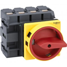 Выключатель-разъединитель Systeme Electric 4P, 100A, IP20, с красной рукоятной на дверцу 4 винтами с замком MSD100410R