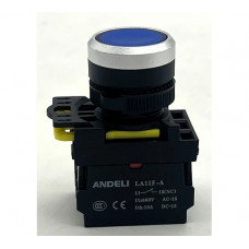 Кнопка ANDELI LA115-A5-11BND/6 синий 1НО+1НЗ AC220V (LED) ADL10-276