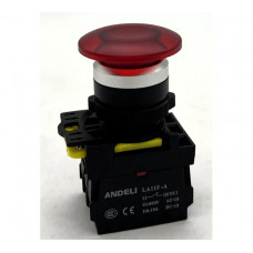 Кнопка ANDELI LA115-A5-11MD/14 Грибок красный 1НО+1НЗ AC220V(LED) ADL10-354
