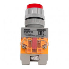 Кнопочный выключатель Dekraft ВК22-ABFP-RED-LED 25136DEK