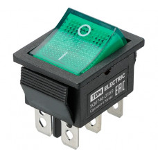 Выключатель клавишный TDM ELECTRIC KCD4-202N 250В AC/DC, 2P, 15А, (6с), ON-ON, черный корпус, зеленая клавиша, LED TDM SQ0746-0169