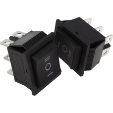 Клавишный переключатель REXANT 250v 15а (6с) (on)-off-(on) черный с нейтралью б/фикс (rwb-508, sc-767) упаковка 10 шт 36-2375