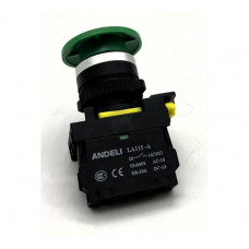 Кнопка ANDELI LA115-A5-10M/13 Грибок зеленый 1НО IP65 ADL10-346