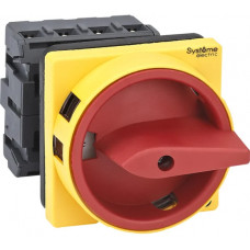 Выключатель разъединитель Systeme Electric 4P 25A IP20, с красной рукояткой на дверцу, 4 винтами С ЗАМКОМ MSD25410R