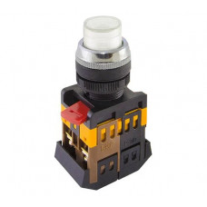 Кнопка TDM ABLFP-22 белый, d22мм, неон/230В, 1з+1р SQ0704-0030