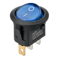 Выключатель клавишный TDM ELECTRIC MIRS-101-3-B 250В AC/DC, 1P, 6А, (3с), ON-OFF, черный корпус, синяя клавиша, LED подсветка TDM SQ0746-0172
