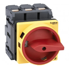 Выключатель-разъединитель Systeme Electric 3P, 100A, IP20, с красной рукоятной на дверцу 4 винтами с замком MSD100310R