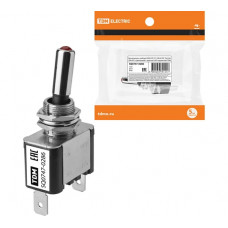 Выключатель-тумблер TDM ELECTRIC ASW-07D 1P 12В AC/DC 25А (3c) ON-OFF с фиксацией с красной LED подсветкой SQ0747-0286
